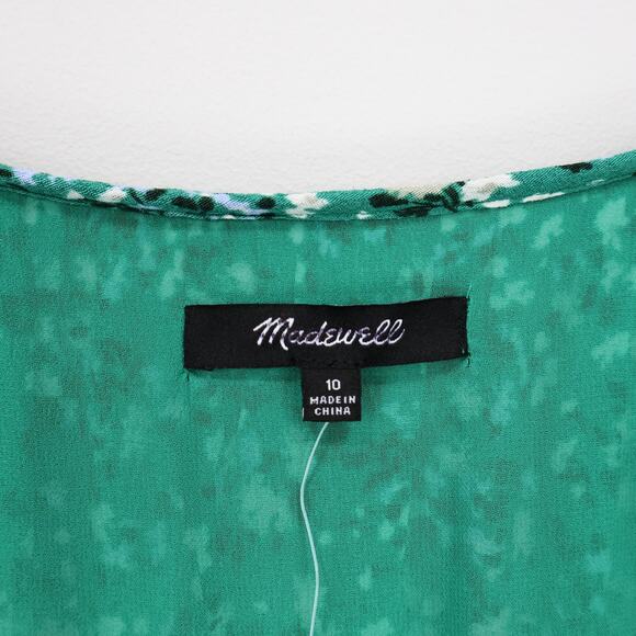 NWT Madewell Ruched Scoopneck Crepe Midi Dress In Floral Kelly Green Size 10 - Picture 9 of 11